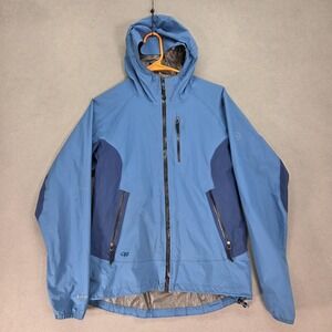 Outdoor Research Jacket Mens Small Blue Hooded Pertex Shield Rain Windbreaker